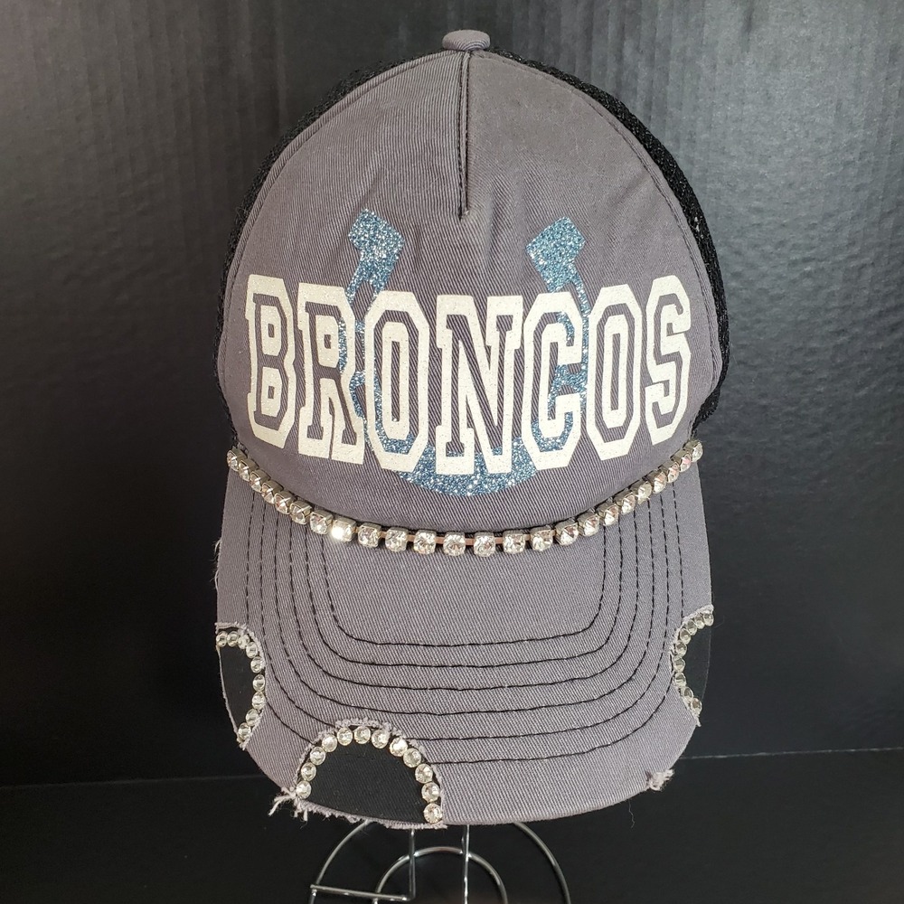 Broncos Bling Womens Snapback Hat Embellished Distressed Stylish Cap